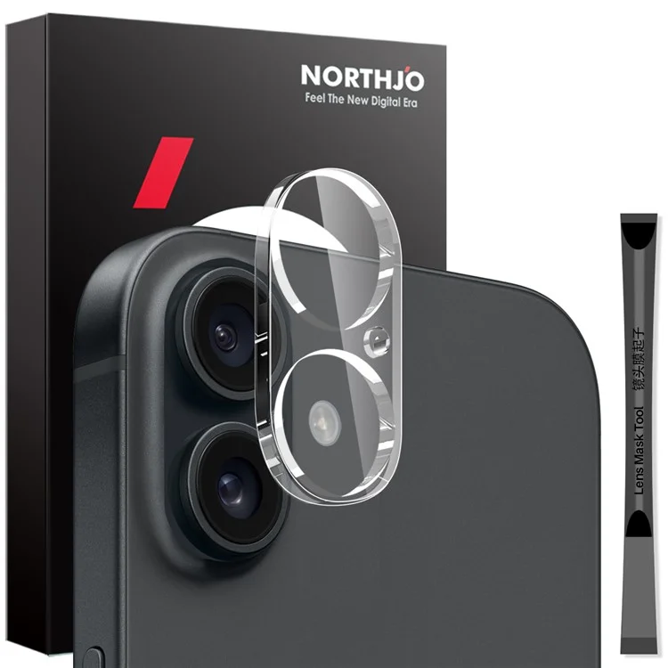 NORTHJO Per iPhone 16 / 16 Plus Protezione per Fotocamera in Vetro Temperato HD Chiara Copertura 3D Completa
