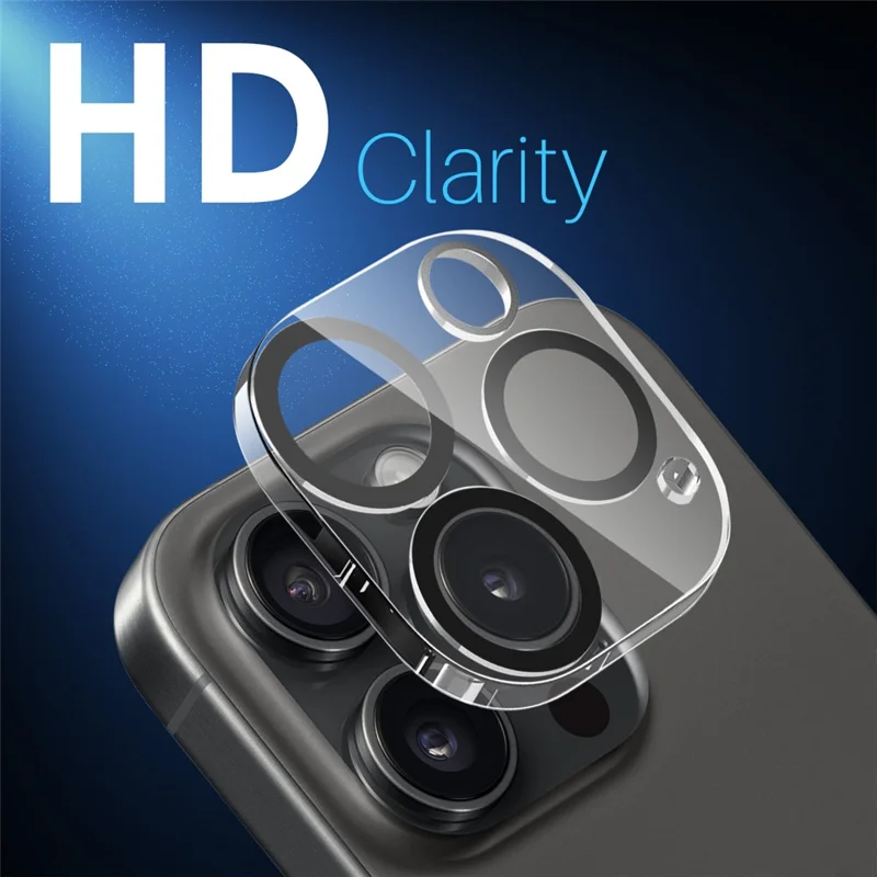 NORTHJO Para iPhone 15 Pro / 15 Pro Max Preto Círculos Protetor de Lente da Câmera Vidro Temperado HD Transparente Cobertura 3D Completa