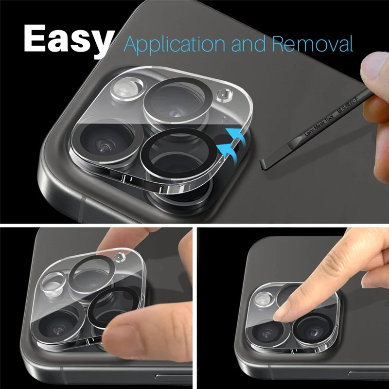 NORTHJO Para iPhone 15 Pro / 15 Pro Max Preto Círculos Protetor de Lente da Câmera Vidro Temperado HD Transparente Cobertura 3D Completa