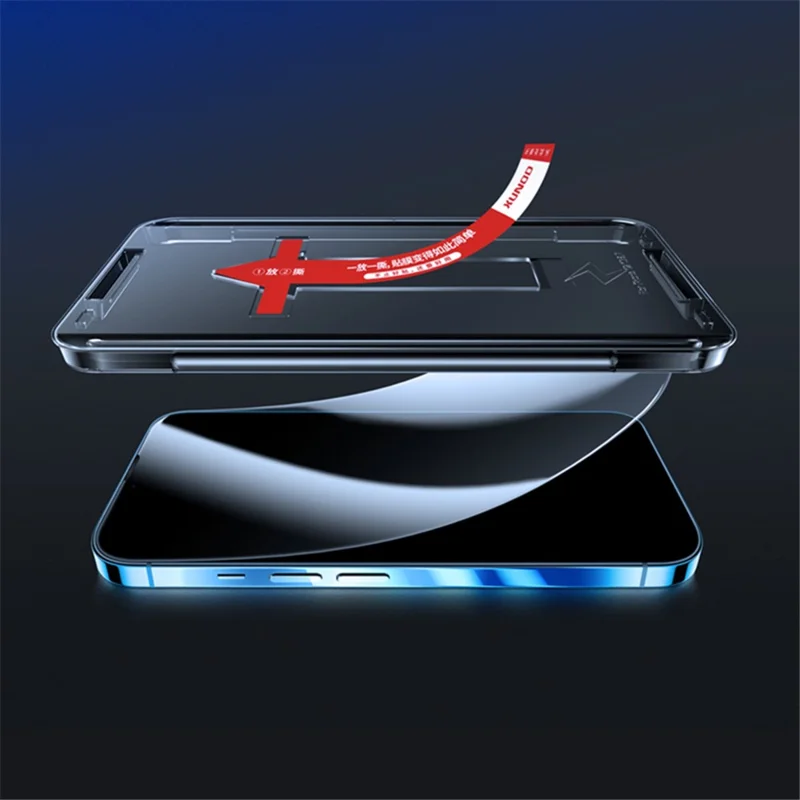 XUNDD Para iPhone 14 Pro de 6.1 pulgadas Protector de Pantalla de Vidrio Templado Cobertura Total Antiexplosión Película Transparente HD con Red Anti-polvo y Herramienta de Instalación