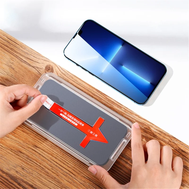 XUNDD Para iPhone 14 Pro de 6.1 pulgadas Protector de Pantalla de Vidrio Templado Cobertura Total Antiexplosión Película Transparente HD con Red Anti-polvo y Herramienta de Instalación