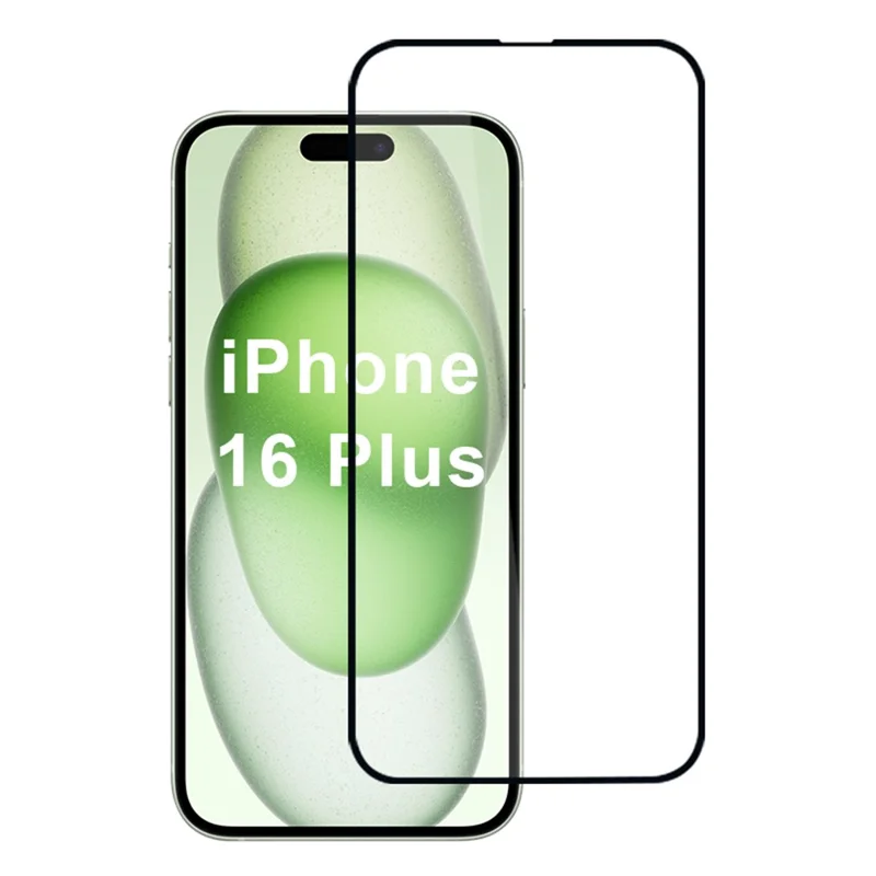 For iPhone 16 Plus Screen Protector High Aluminum-Silicon Glass Full Coverage Silk Printing Film