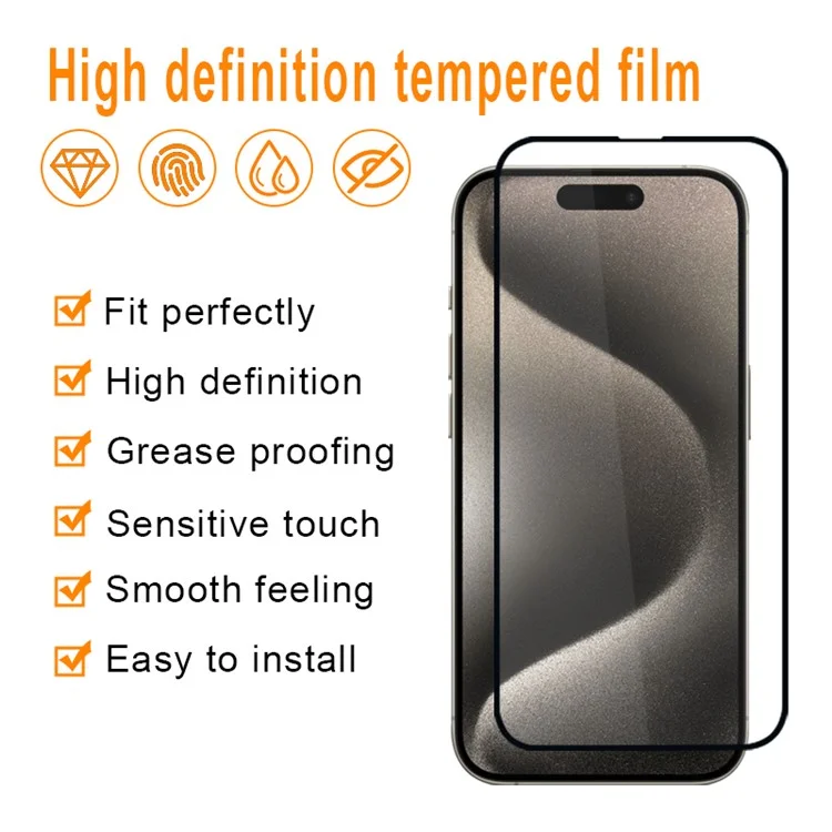 For iPhone 15 Screen Protector Anti-Scratch High Aluminum-Silicon Glass Film