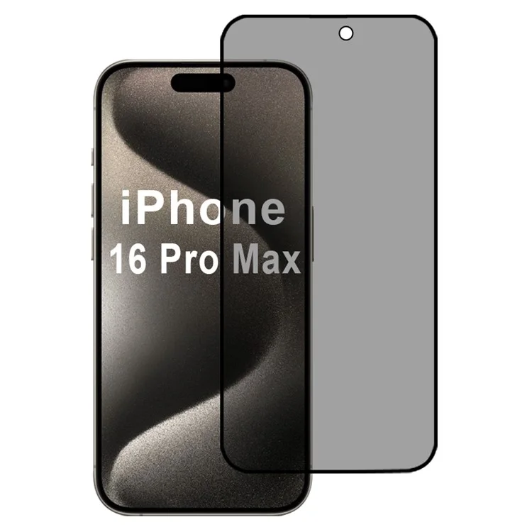 Protecteur d'écran de confidentialité pour iPhone 16 Pro Max, film de sélection à l'impression de soie 2,5D, anti-espionnage à 28 degrés
