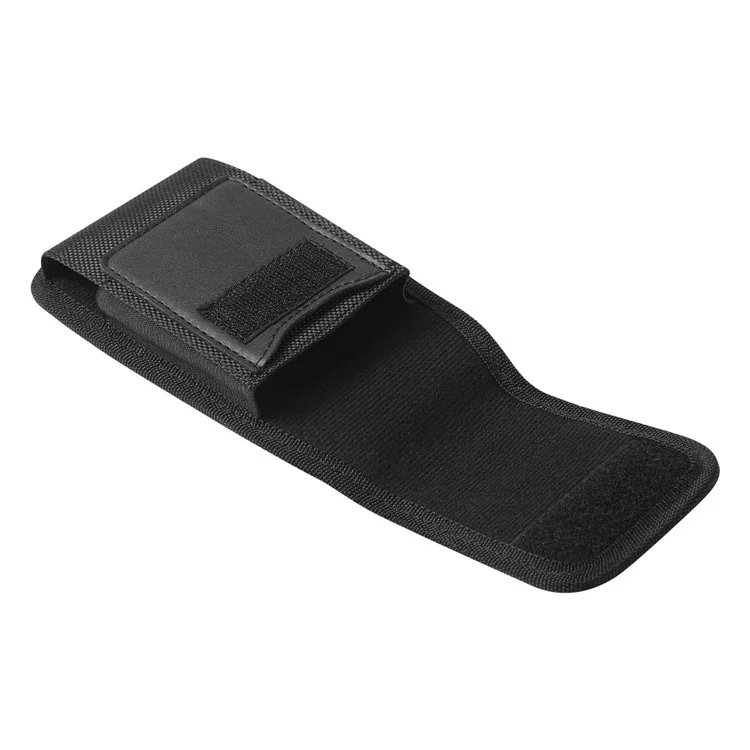 Fondina per cintura in nylon nera, custodia per cellulare, clip da cintura, borsa per vita, tessuto Oxford, verticale, Taglia: L