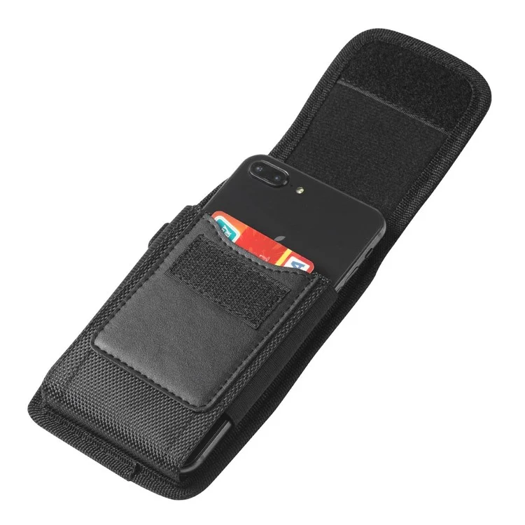 Fondina per cintura in nylon nera, custodia per cellulare, clip da cintura, borsa per vita, tessuto Oxford, verticale, Taglia: L