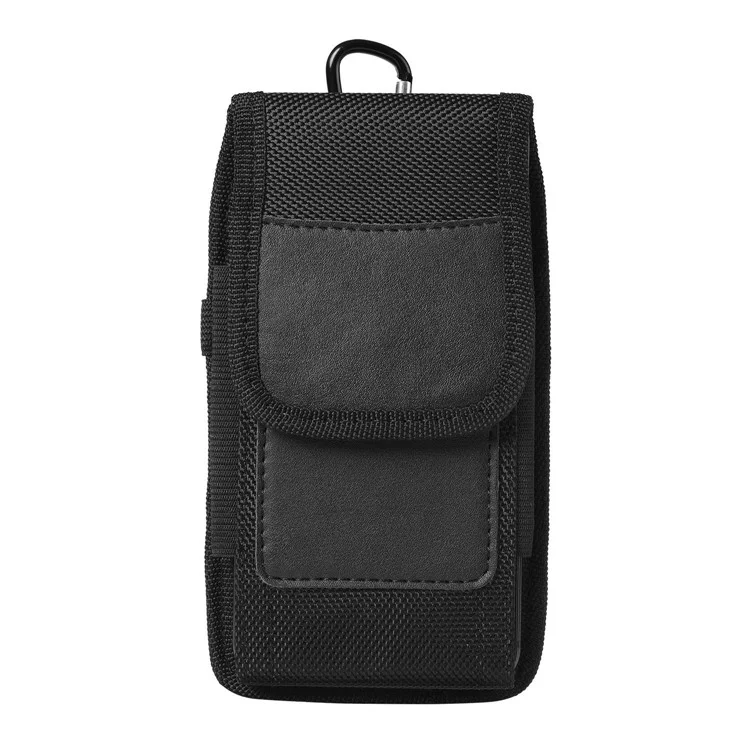 Fondina per cintura in nylon nera, custodia per cellulare, clip da cintura, borsa per vita, tessuto Oxford, verticale, Taglia: L