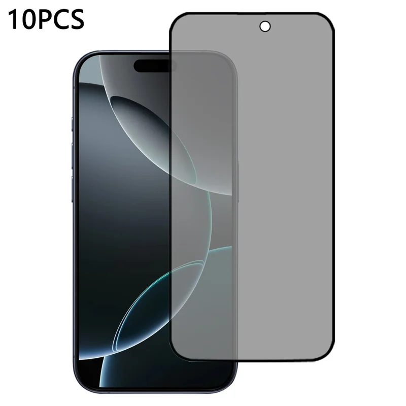 10 pezzi / confezione per iPhone 16 Pro Anti Spy Screen Protector 2.5D Silk Printing High Aluminum-Silicon Glass Film
