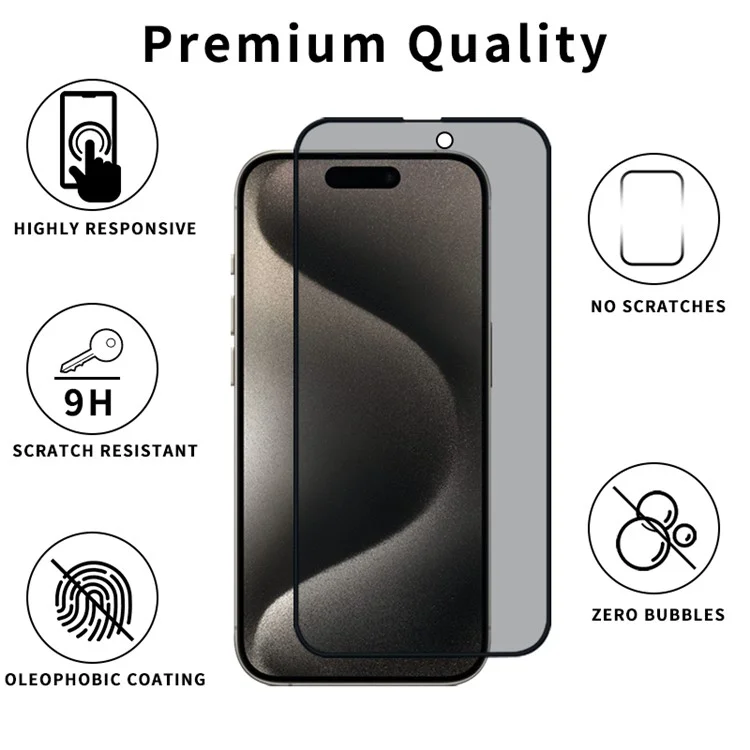 10 шт. / Упаковка для iPhone 15 Защитная пленка для экрана 28-градусный антипитч 2.5D Шелкография