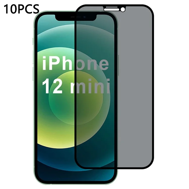 10 Unidades / Pacote Para Protetor de Tela iPhone 12 mini Seda Impressão 2,5D Anti-Espião de 28 Graus