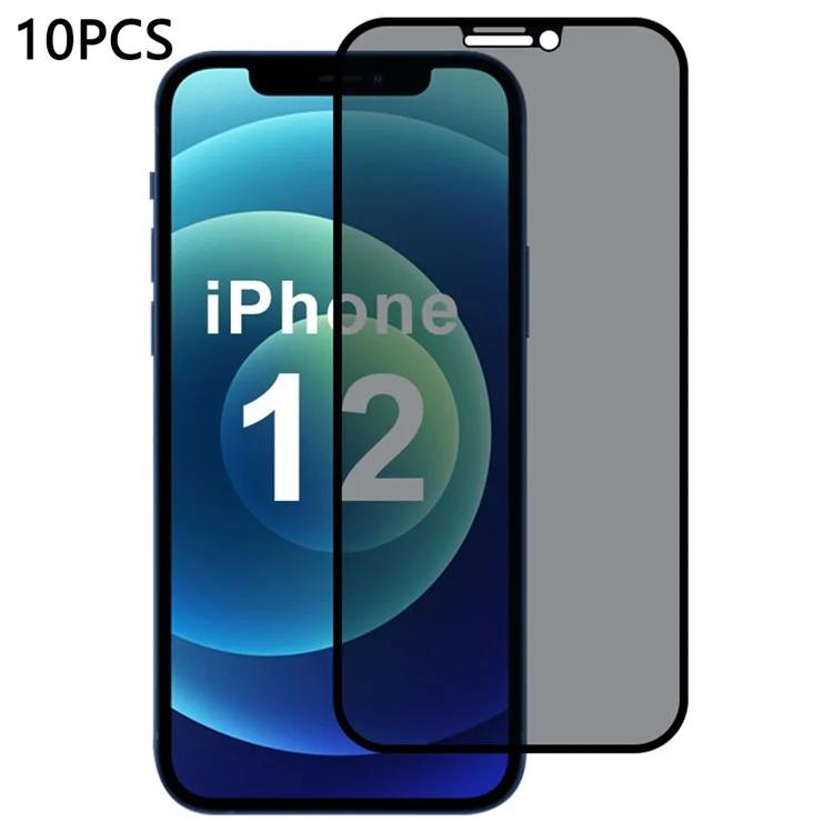 10 штук в упаковке для защитной пленки экрана iPhone 12 с угловым обзором 28 градусов, 2.5D, шелкографической печатью