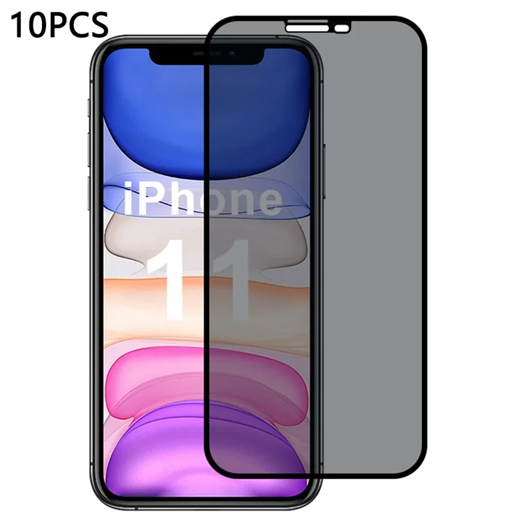 10 pezzi / Confezione per iPhone 11 Screen Protector Anti Spy 2.5D Serigrafia High Alluminio-Silicio Pellicola in vetro