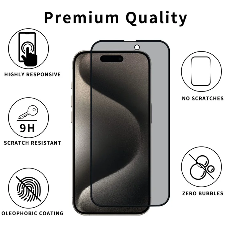10 pezzi / Confezione per iPhone 11 Screen Protector Anti Spy 2.5D Serigrafia High Alluminio-Silicio Pellicola in vetro