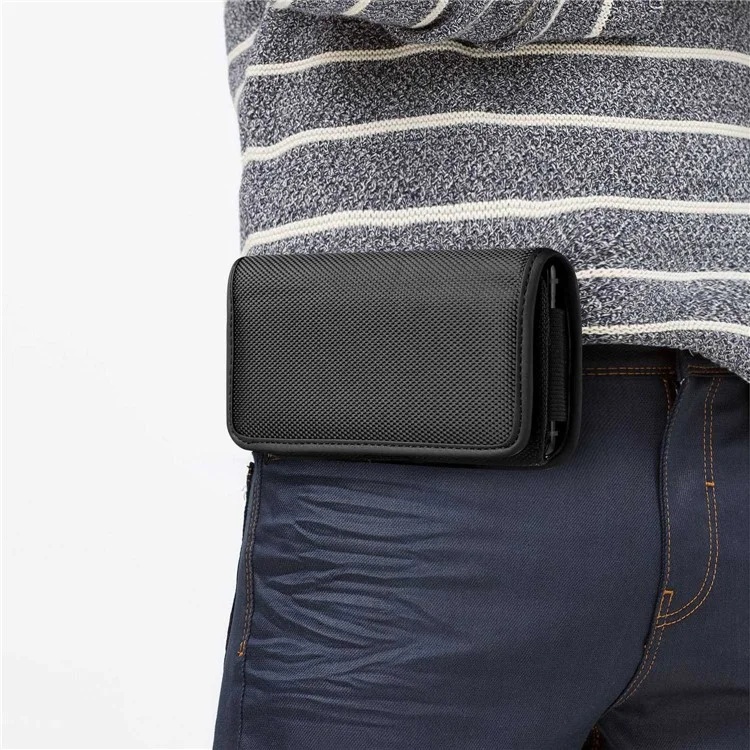 Phone Holster Carrying Case Belt Loop Pouch Oxford Cloth Horizontal Waist Phone Bag Holder, Size: L