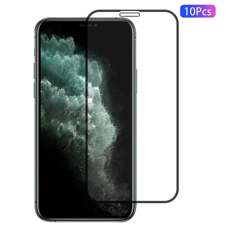 10 unidades para protector de pantalla de iPhone 11 Pro, bordes de impresión en seda, cobertura completa