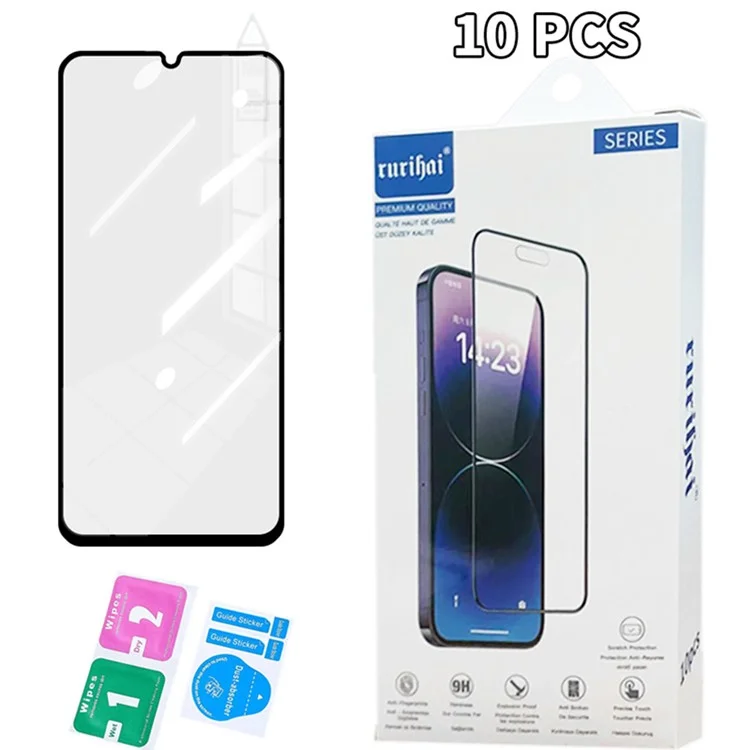 RURIHAI 10Pcs For Realme Note 60x 4G / C63 4G / C61 4G Secondary Hardening Screen Protector Full Glue 0.26mm 2.5D