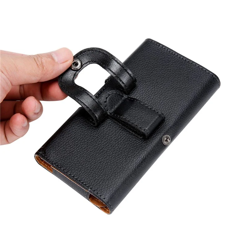 5.7 - 6.3 inch Litchi Texture Phone Case Horizontal PU Leather Holster Belt Clip Full Protection Waist Phone Bag, Size: XXL