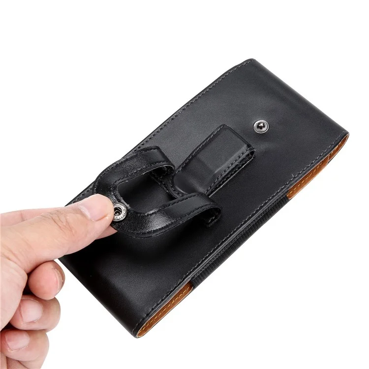 4.5-5.1 inch Mobile Phone Waist Bag PU Leather Vertical Holster Belt Hanging Bag, Size: L