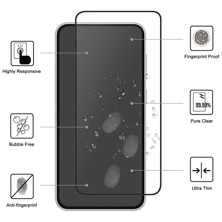 Para Samsung Galaxy S24 FE AGC Glass Screen Protector Full Glue Black Edge Screen Film