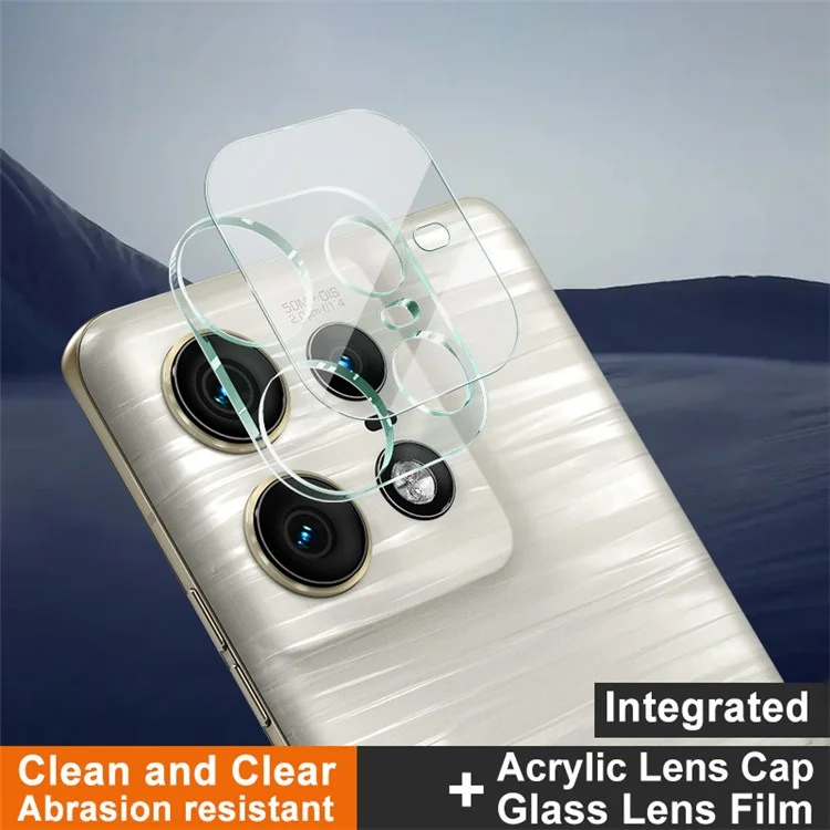IMAK pour Motorola Edge 50 Pro 5G Protecteur d'objectif de caméra Verre trempé Film + Capuchon d'objectif en acrylique