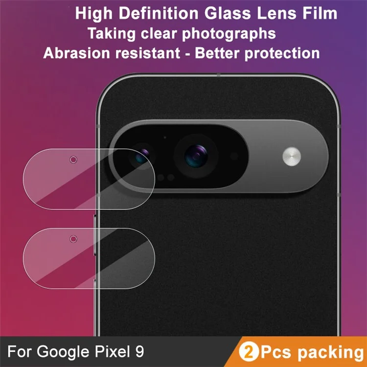 IMAK 2Pcs For Google Pixel 9 Camera Lens Protector HD Tempered Glass Rear Lens Film (Versione Ridotta)