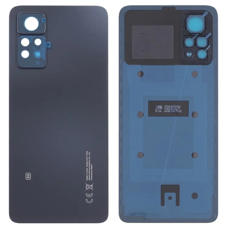 Para Xiaomi Redmi Note 11 Pro 5G (Qualcomm) 21091116I, 2201116SG Carcasa de batería OEM con anillo de la cámara Cubierta del objetivo de repuesto (sin lente de vidrio) - Negro