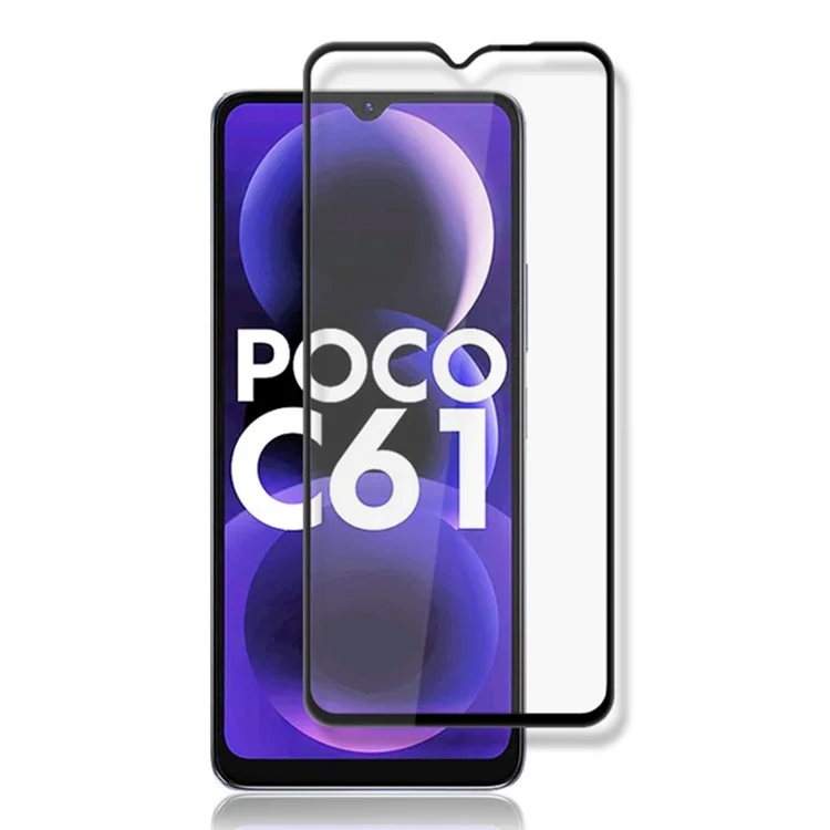 MOCOLO For Xiaomi Poco C61 4G / Redmi A3 4G Screen Protector Silk Printing Clear Tempered Glass Film - Black