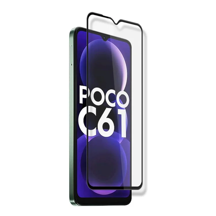 MOCOLO For Xiaomi Poco C61 4G / Redmi A3 4G Screen Protector Silk Printing Clear Tempered Glass Film - Black