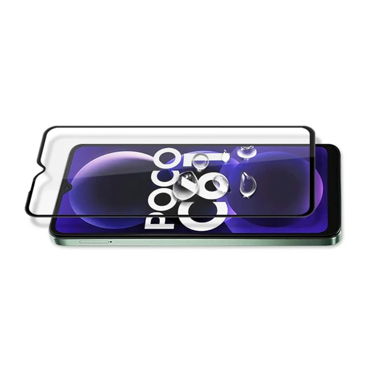 MOCOLO For Xiaomi Poco C61 4G / Redmi A3 4G Screen Protector Silk Printing Clear Tempered Glass Film - Black
