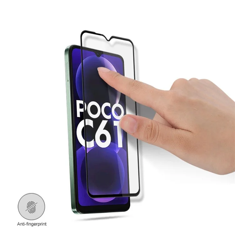 MOCOLO For Xiaomi Poco C61 4G / Redmi A3 4G Screen Protector Silk Printing Clear Tempered Glass Film - Black