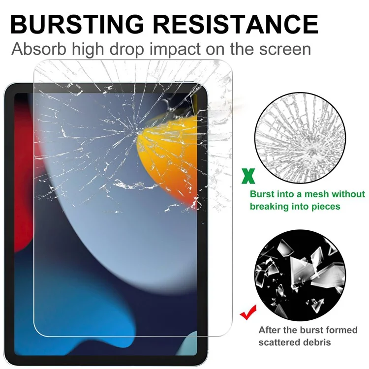 Para iPad 10.9 (2022) Protector de pantalla de vidrio templado de 2.5D Cobertura completa Anti-explosión Transparente HD Película de dureza 9H