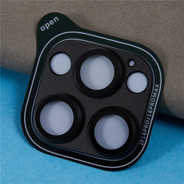 Per iPhone 16 Pro / 16 Pro Max Protezione Lente Fotocamera Chiaro Opaco Vetro Temperato Pellicola Lente - Nero