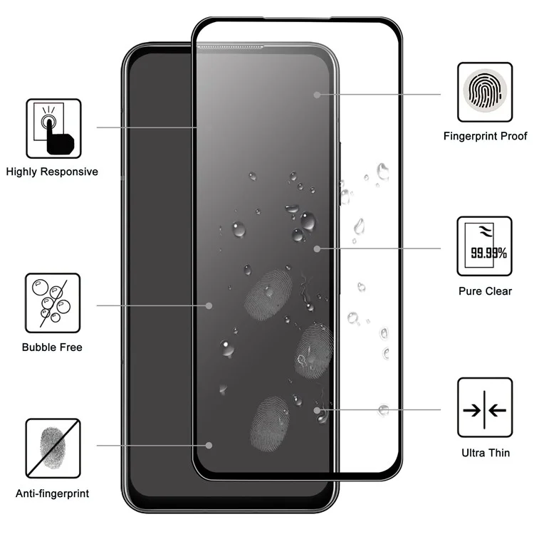 For Asus Zenfone 9 5G Tempered Glass Screen Protector Scratch-proof Black Edge Screen Protector HD Clear Anti-Fingerprint Full Glue AGC Screen Film