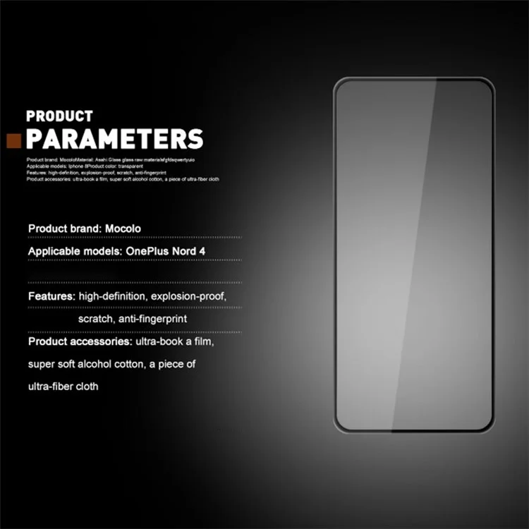 MOCOLO For OnePlus Nord 4 Screen Protector Silk Printing Tempered Glass Film 9H Hardness - Black