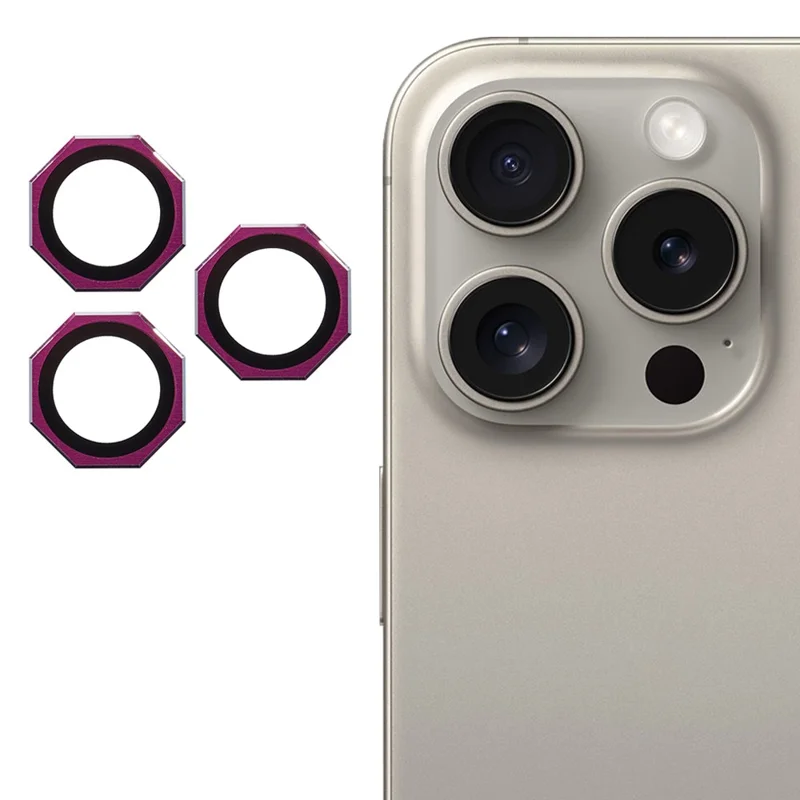Per iPhone 16 Pro / 16 Pro Max Protezione Lente Fotocamera Ottagonale AF+AR Pellicola in Vetro Temperato - Rosa