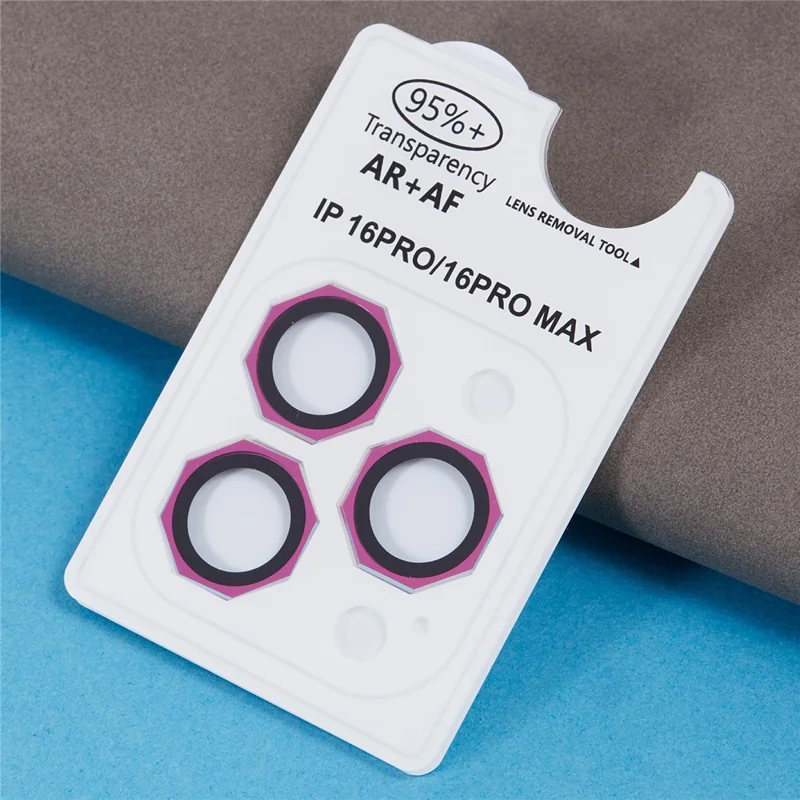 Per iPhone 16 Pro / 16 Pro Max Protezione Lente Fotocamera Ottagonale AF+AR Pellicola in Vetro Temperato - Rosa