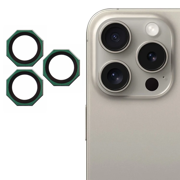 For iPhone 16 Pro / 16 Pro Max Camera Lens Protector Octagonal AF+AR Tempered Glass Lens Film - Green