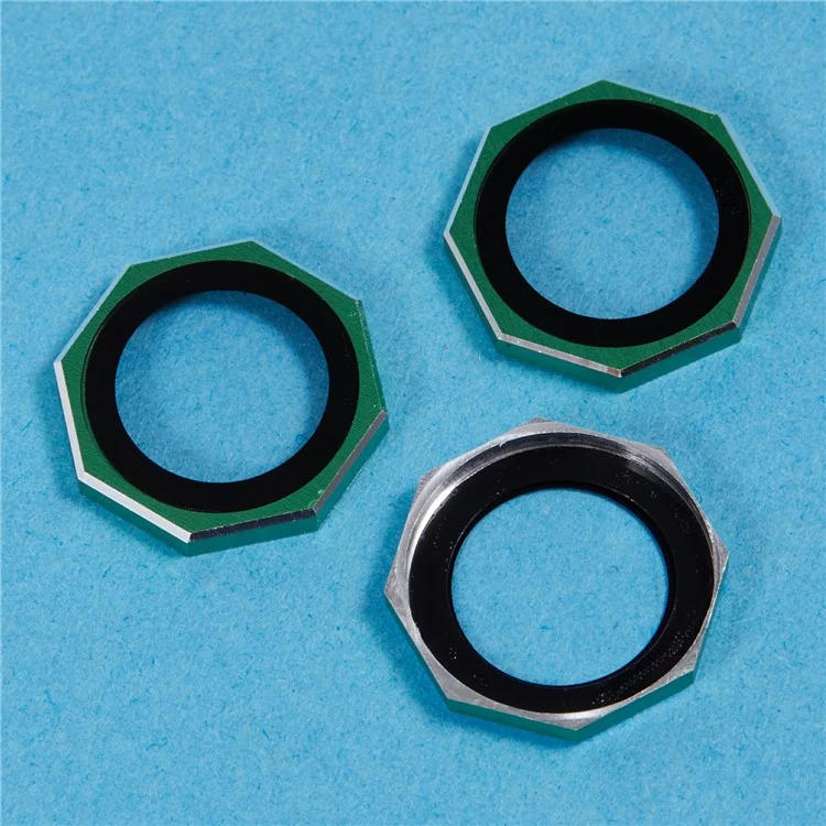 For iPhone 16 Pro / 16 Pro Max Camera Lens Protector Octagonal AF+AR Tempered Glass Lens Film - Green