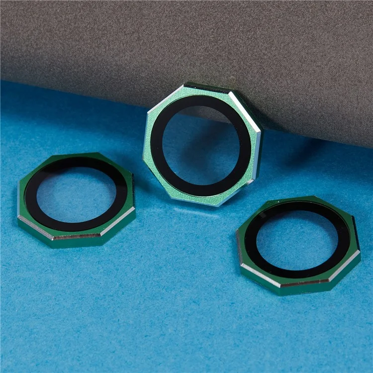 For iPhone 16 Pro / 16 Pro Max Camera Lens Protector Octagonal AF+AR Tempered Glass Lens Film - Green