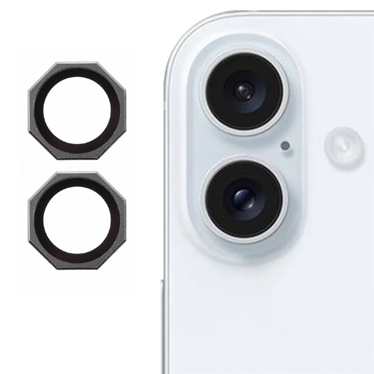 For iPhone 16 / 16 Plus Octagonal Camera Lens Film AF+AR Tempered Glass Lens Protector - Light Green