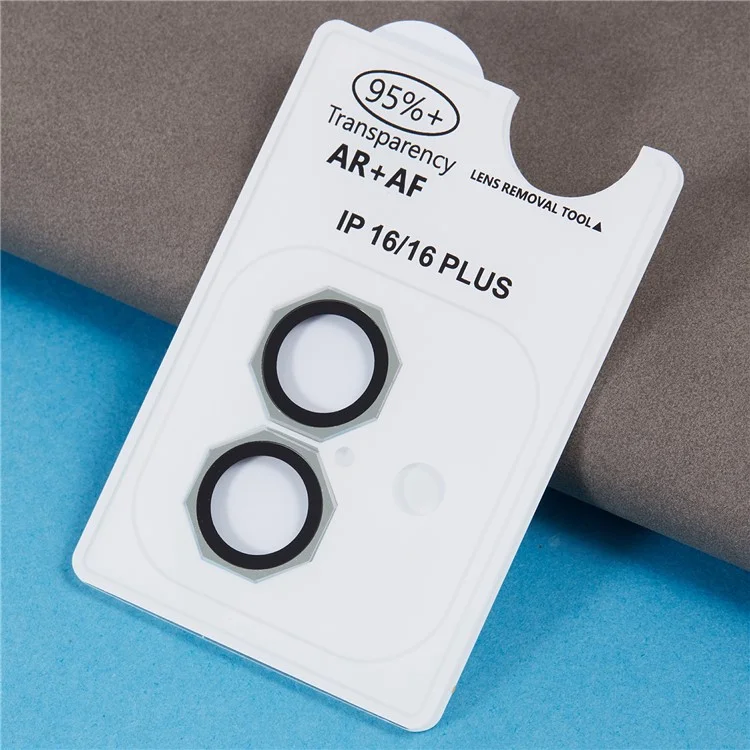 For iPhone 16 / 16 Plus Octagonal Camera Lens Film AF+AR Tempered Glass Lens Protector - Light Green