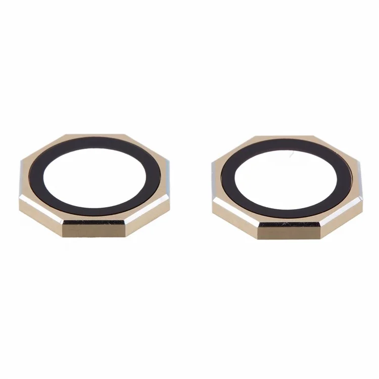 For iPhone 16 / 16 Plus Octagonal Camera Lens Film AF+AR Tempered Glass Lens Protector - Gold