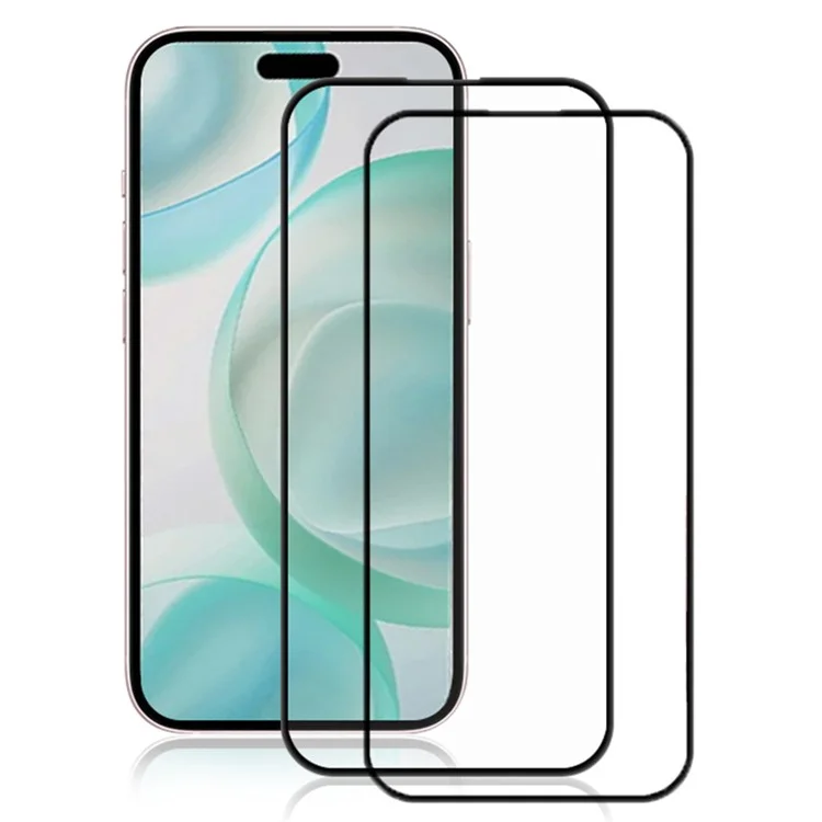 AMORUS 2Pcs For iPhone 16 Pro Max Screen Protector Silk Printing Tempered Glass Film High Transparency - Black