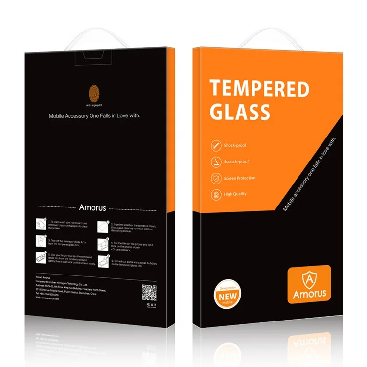 AMORUS 2Pcs For iPhone 16 Pro Max Screen Protector Silk Printing Tempered Glass Film High Transparency - Black