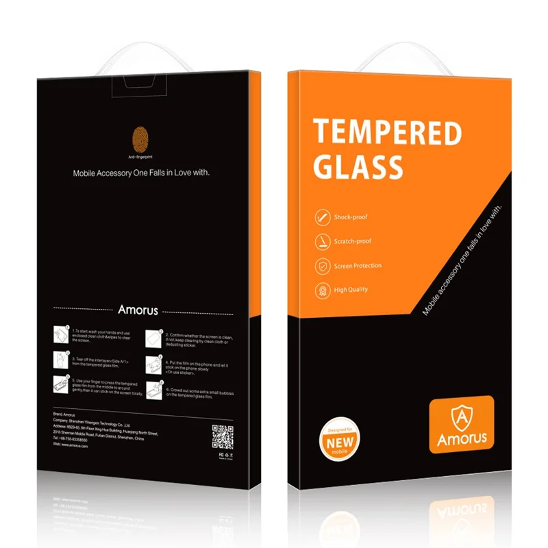 AMORUS For iPhone 16 Pro Max Full Screen Protector Silk Printing Tempered Glass Film - Black