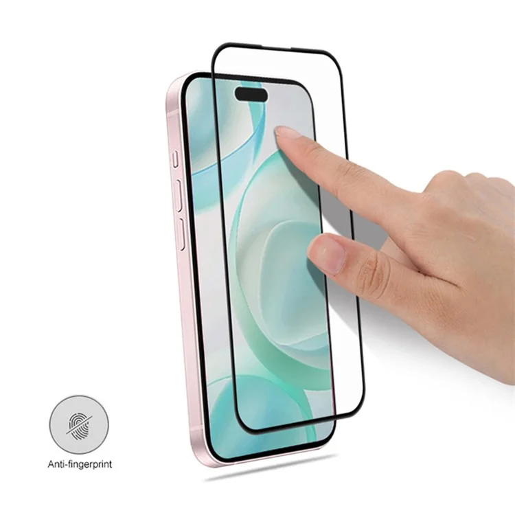 MOCOLO Pour iPhone 16 Pro Max Protecteur d'écran en verre trempé à impression de soie Couverture intégrale - Noir