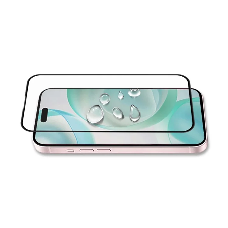 MOCOLO Pour iPhone 16 Pro Max Protecteur d'écran en verre trempé à impression de soie Couverture intégrale - Noir