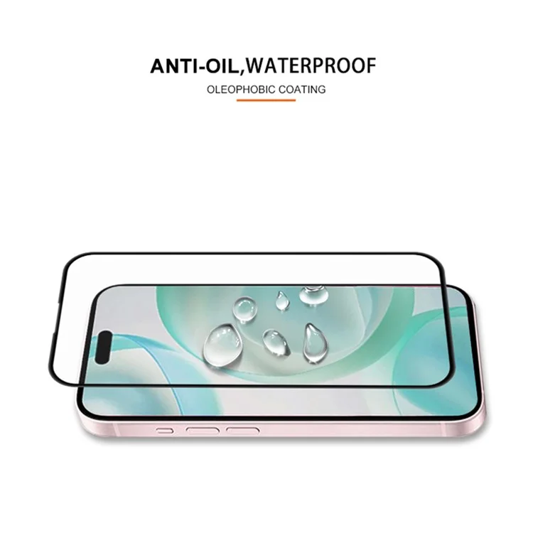 MOCOLO Pour iPhone 16 Pro Max Protecteur d'écran en verre trempé à impression de soie Couverture intégrale - Noir