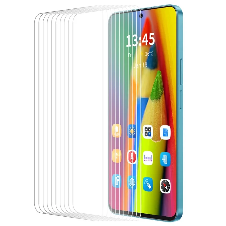 ENKAY SOMBRERO PRÍNCIPE 10 piezas para Xiaomi Redmi 13 5G / 4G Protector de pantalla Antihuellas 9H Dureza Película transparente