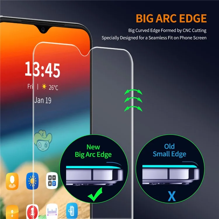 ENKAY HAT PRINCE Für Xiaomi Redmi A3x 4G Large Arc Edge Bildschirmschutz 9H Härte